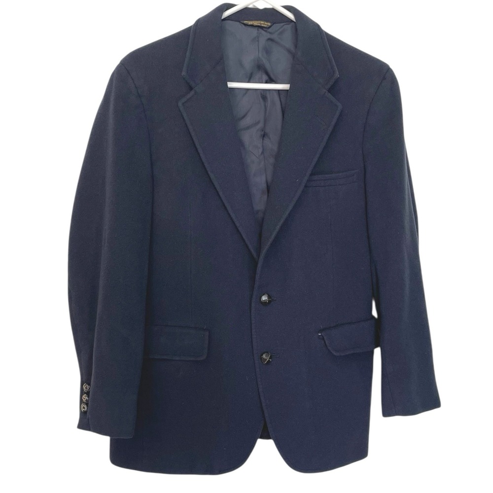 *Brookton Evan Picone 38 Navy Blue Cashmere Suit Jacket Sport Coat Blazer Formal